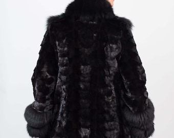 Fur Collar Faux Fur Mink Combination Black Mink Head Back