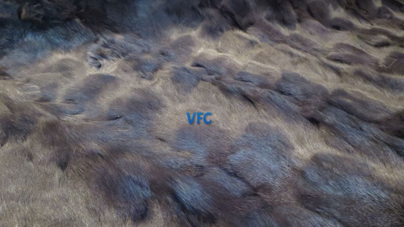 May include: Close-up of a dark brown fur with a subtle blue sheen. The fur is soft and fluffy, with a slightly textured surface.