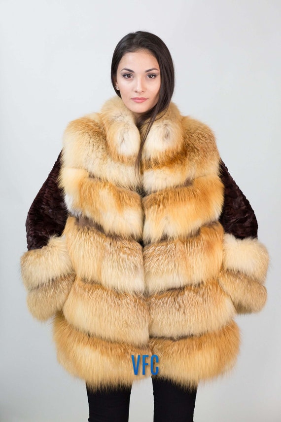 Combination Bordeaux Mink Head Back With Red Fox Front Jacket 