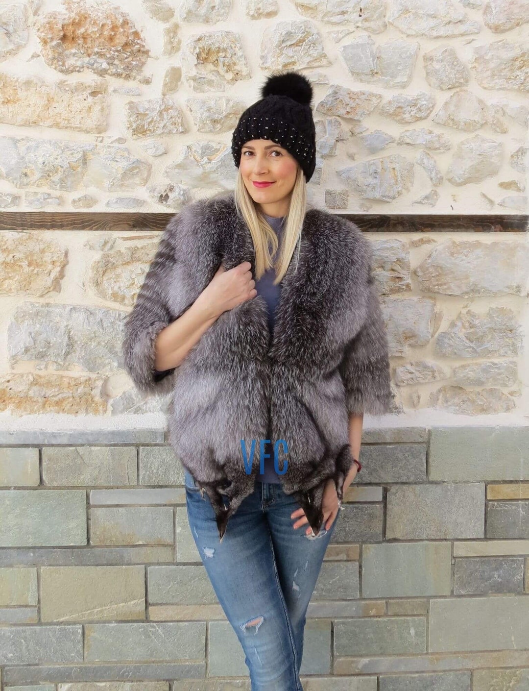 Real Fox Fur Jacket, Frost Fox Fur Jacket, Fluffy Fur Jacket