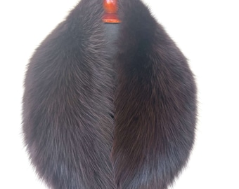 Chocolate Brown Fox Fur Collar, Real Fox Fur Collar, Handmade Collar, Luxury Collar, Fur Colllar