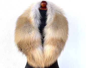 Gold Fox Fur Collar, Real Fox Fur Collar, Handmade Collar, Luxury Collar