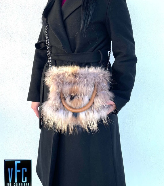 Finnraccoon Fur Handbag, Fin Raccoon Fur Shoulder Bag, Fin