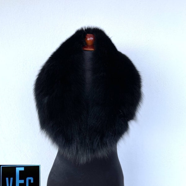 Black Fox Fur Collar, Real Fox Fur Collar, Handmade Collar, Luxury Collar