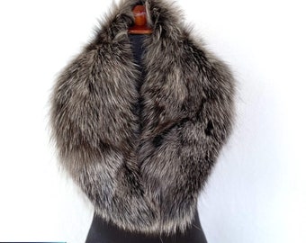 Brown Snow Up Fox Fur Collar, Real Fox Fur Collar, Handmade Collar, Luxury Collar