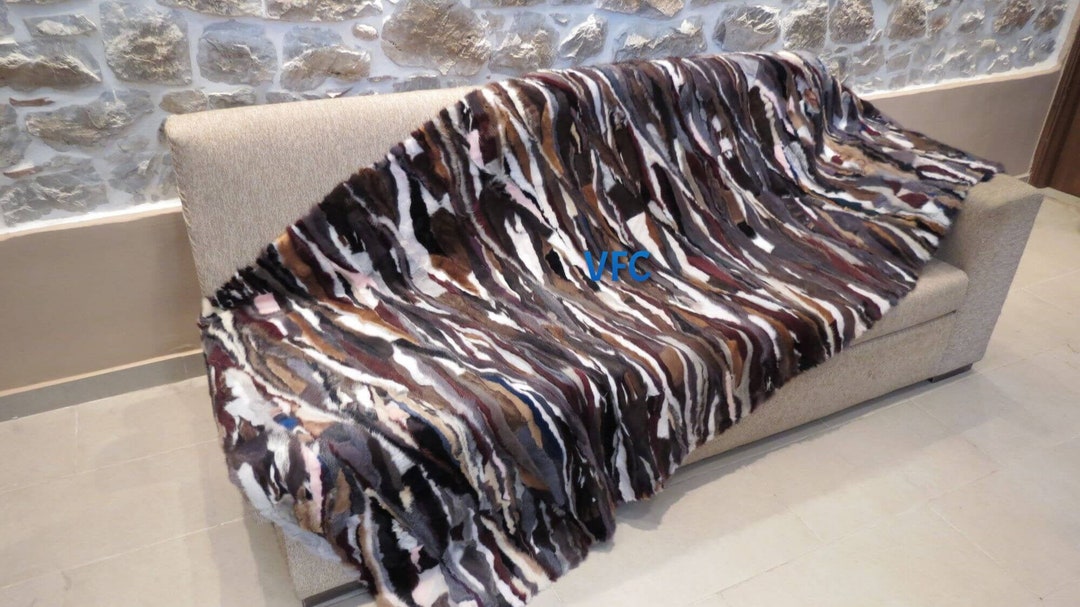 Multicolor Mink Fur Throw Blanket Throw Blanket Luxury Etsy