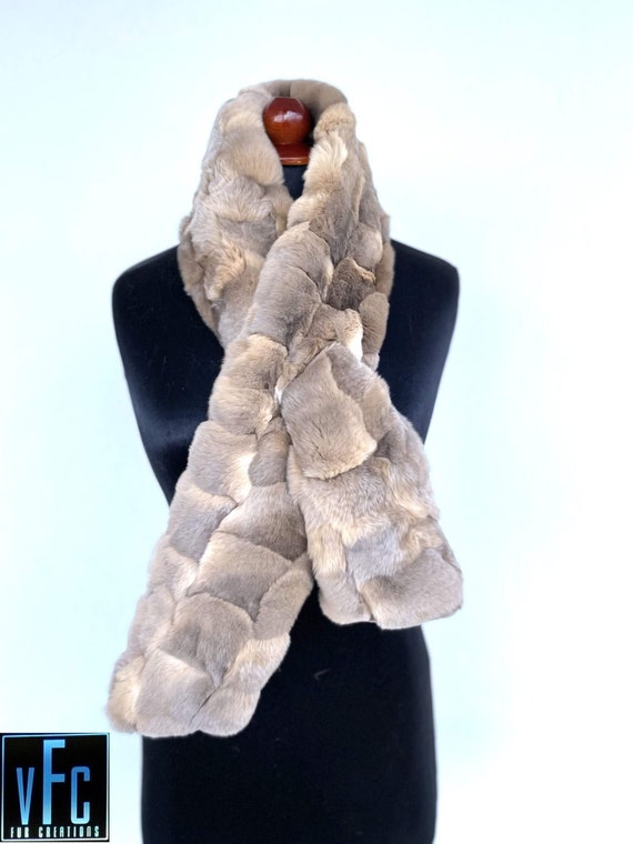 Real Orylag Royal Brown And Gray Fur Scarf, Real Fur Scarf, Handmade Scarf, Luxury Scarf