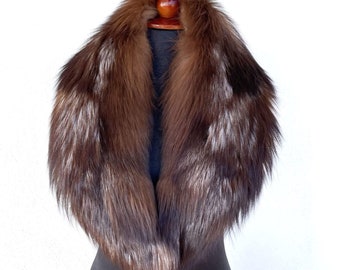 Crystal Fox Fur Collar, Real Fox Fur Collar, Handmade Collar, Luxury Collar