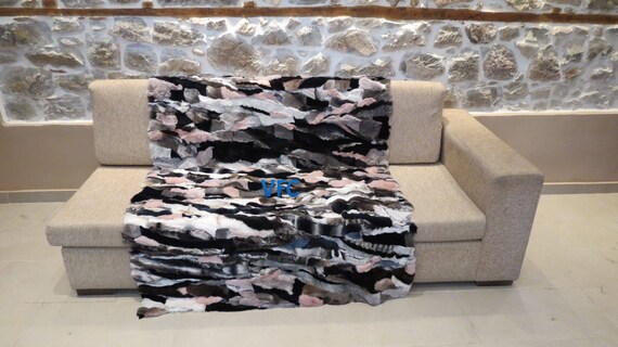 Multicolor Rex Rabbit Fur Throw Blanket Throw Blanket Luxury Blanket Handmade Blanket Real Rex Rabbit Blanket Real Fur Blanket Etsy Canada