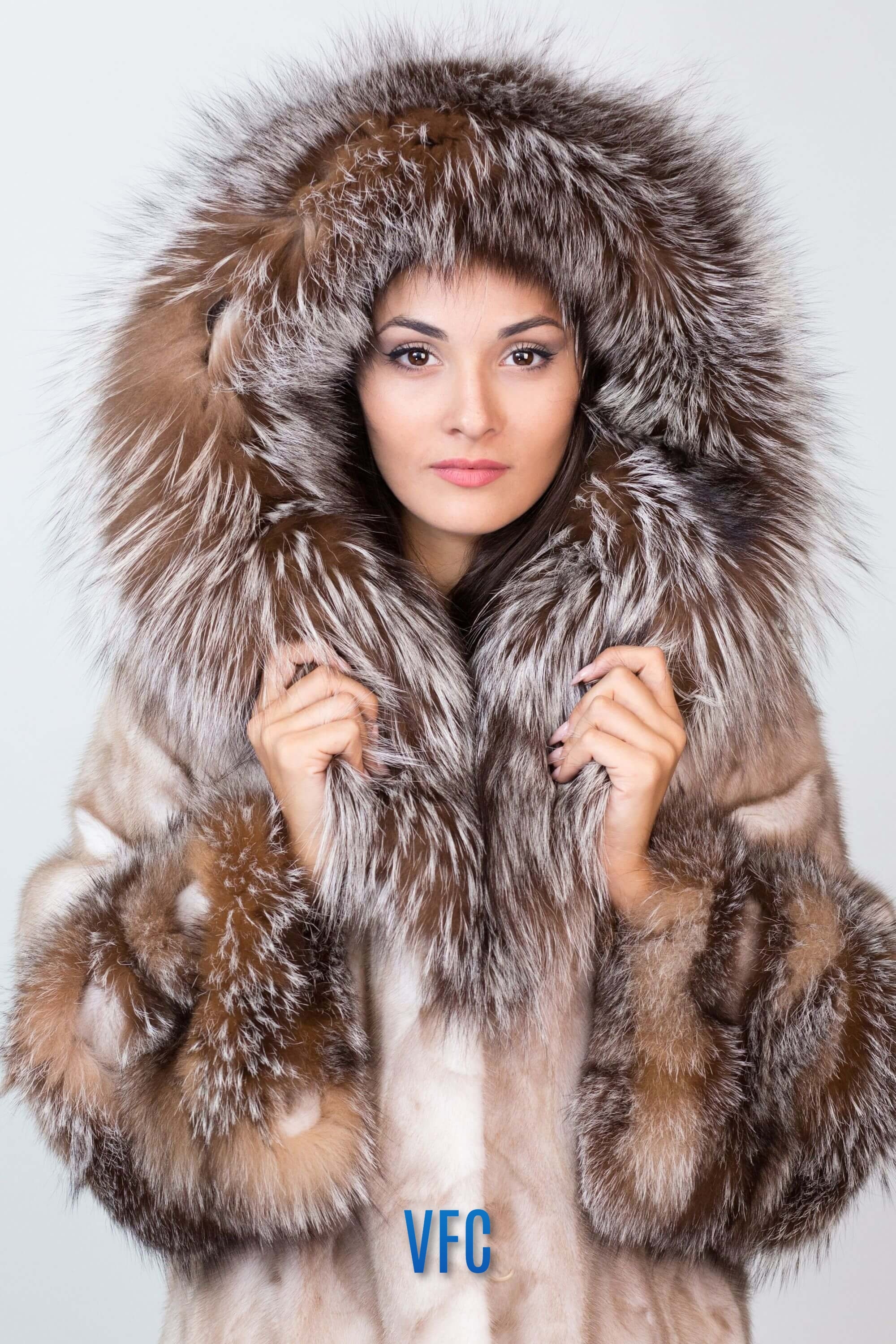 Ice Brown Mink Coat With Crystal Fox Fur Hood Real Mink Fur Etsy