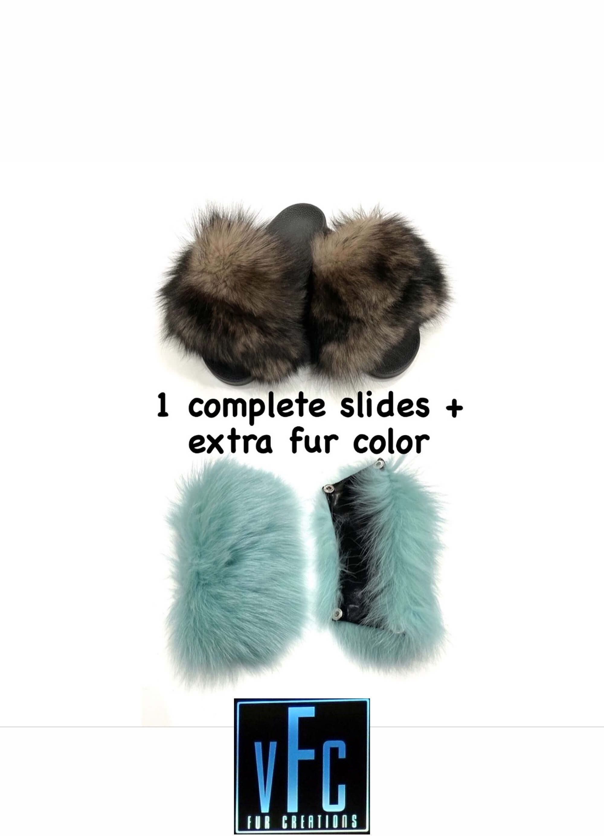 Camel With Black Fox Fur Slides Extra Fur Color Real Fur Slides Fur Slippers Fluffy Slides Summer Slippers Etsy France
