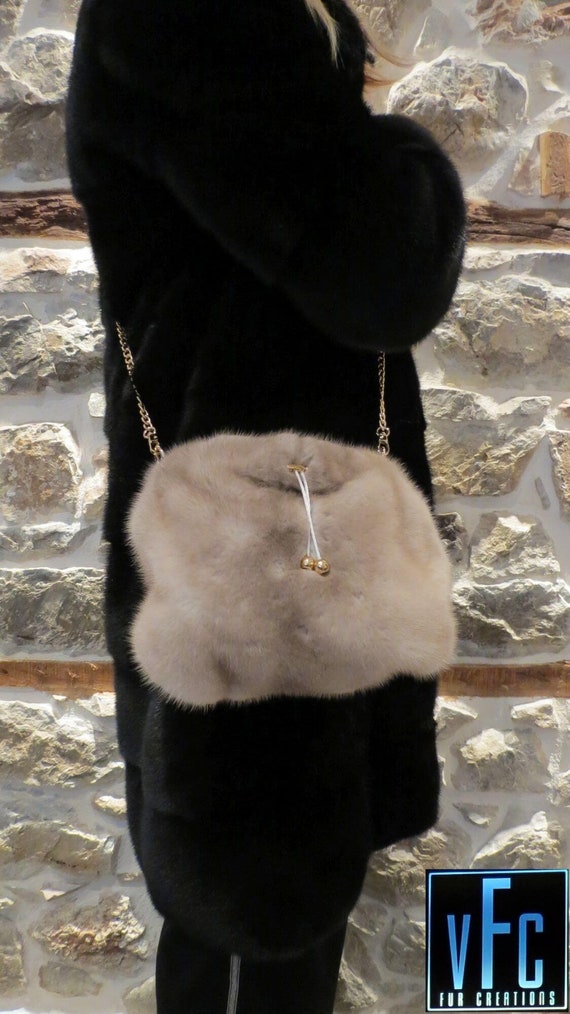 Dawn Cross Mink Fur Handbag, Mink Fur Shoulder Bag, Mink Fur