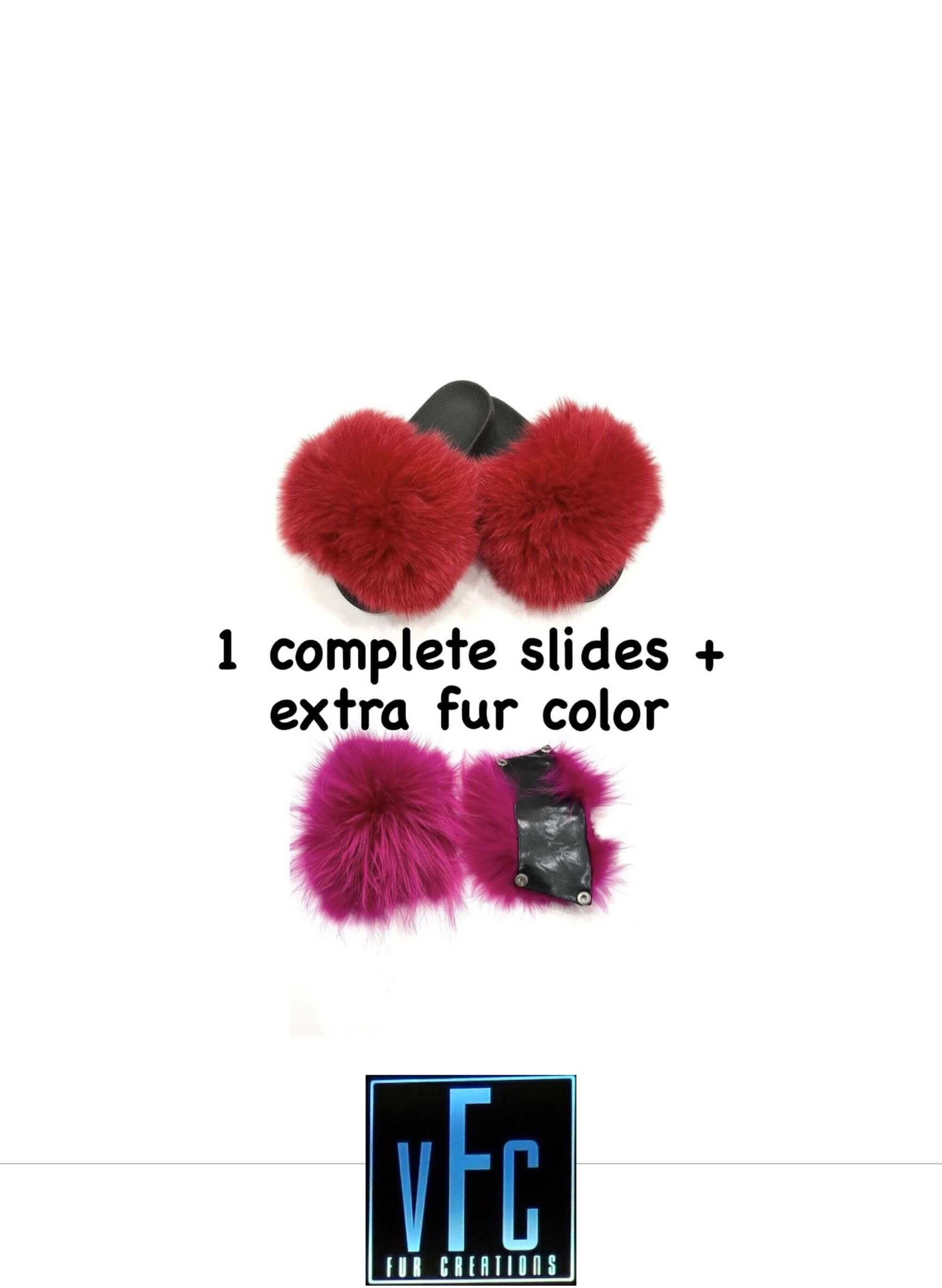 Red Fox Fur Slides + Extra Fur Color ,real Fur Slides, Fur 
