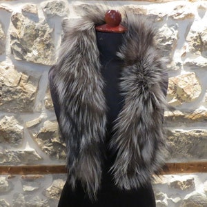 Fox Fur Hood Trim, Silver Fox Fur Collar, Fur Trim, Fur Scarf, Fluffy Detachable Fur