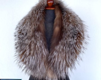 Crystal Fox Fur Collar, Real Fox Fur Collar, Handmade Collar, Luxury Collar