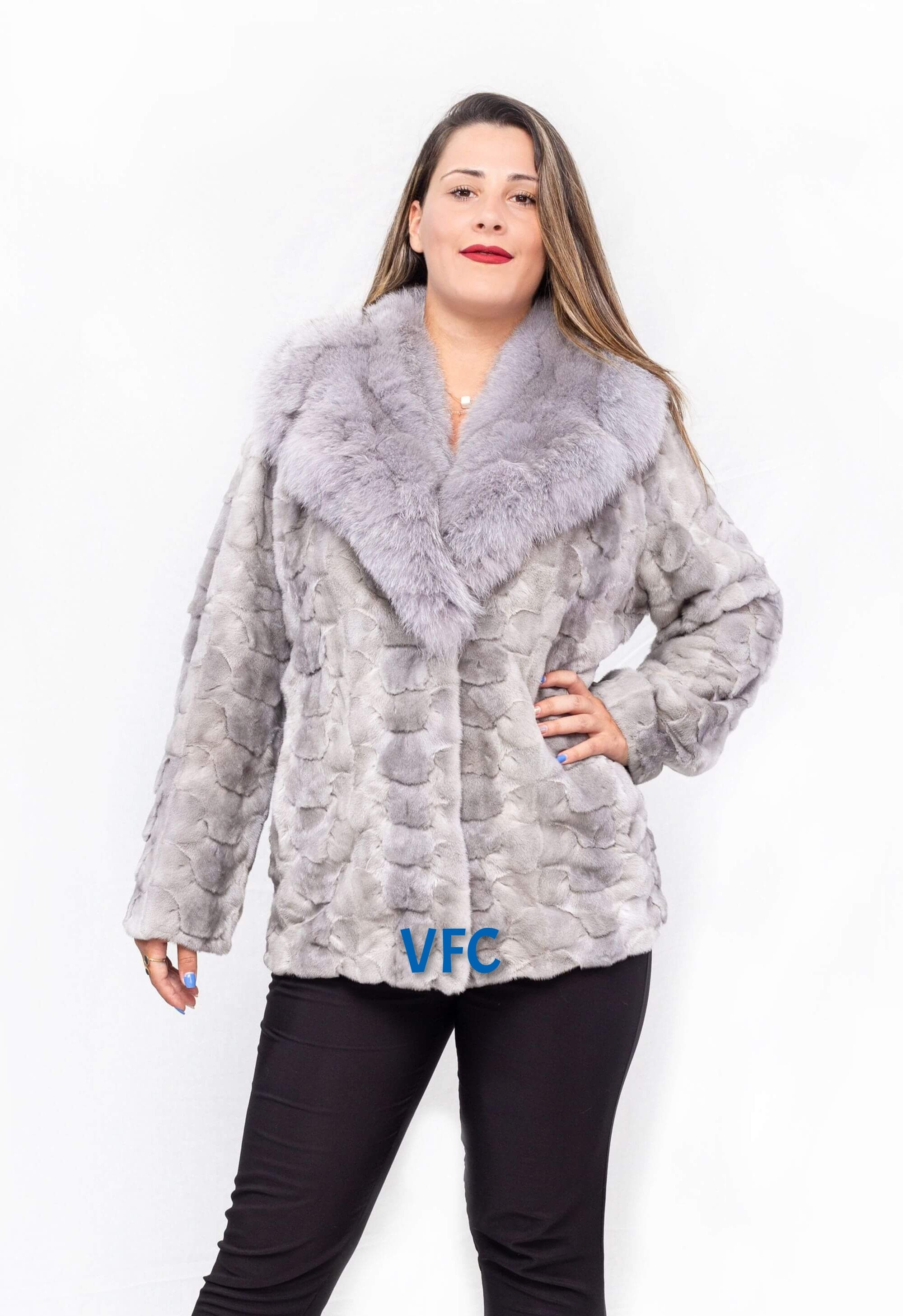 MINK FUR ミンクファーコート サファイアミンク ファージャケット フォックスファーカラー付きサファイアミンクジャケット、本物の
