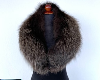 Brown Fox Fur Collar, Real Fox Fur Collar, Handmade Collar, Luxury Collar