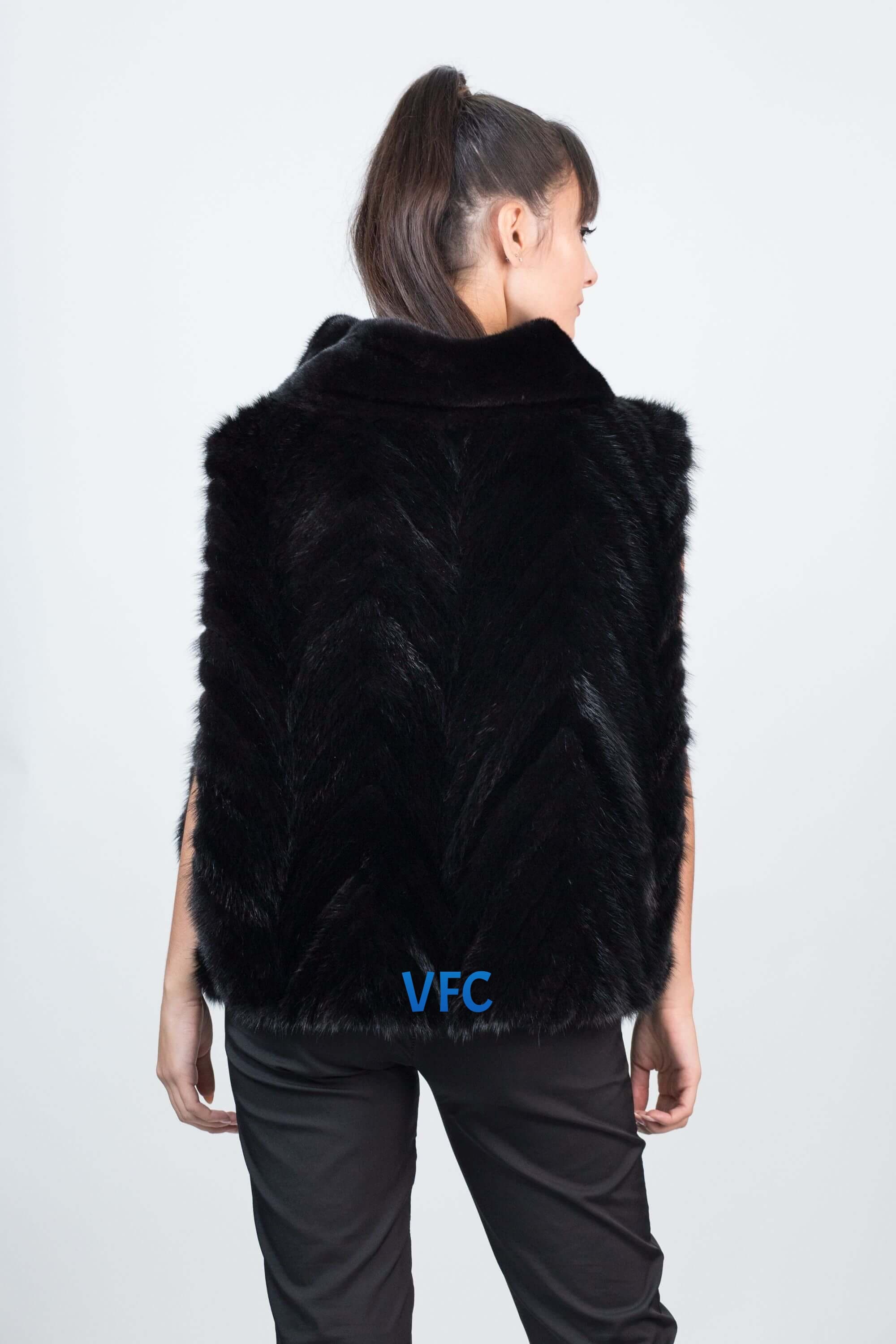 Real Mink Fur Vest Real Fur Gilet Black Mink Fur Vest Etsy