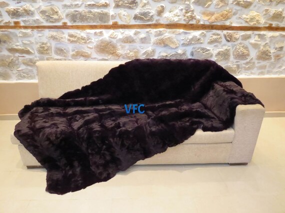 Black Stone & Natural Lux Fur Blanket Black Stone & Natural Lux Fur Blanket