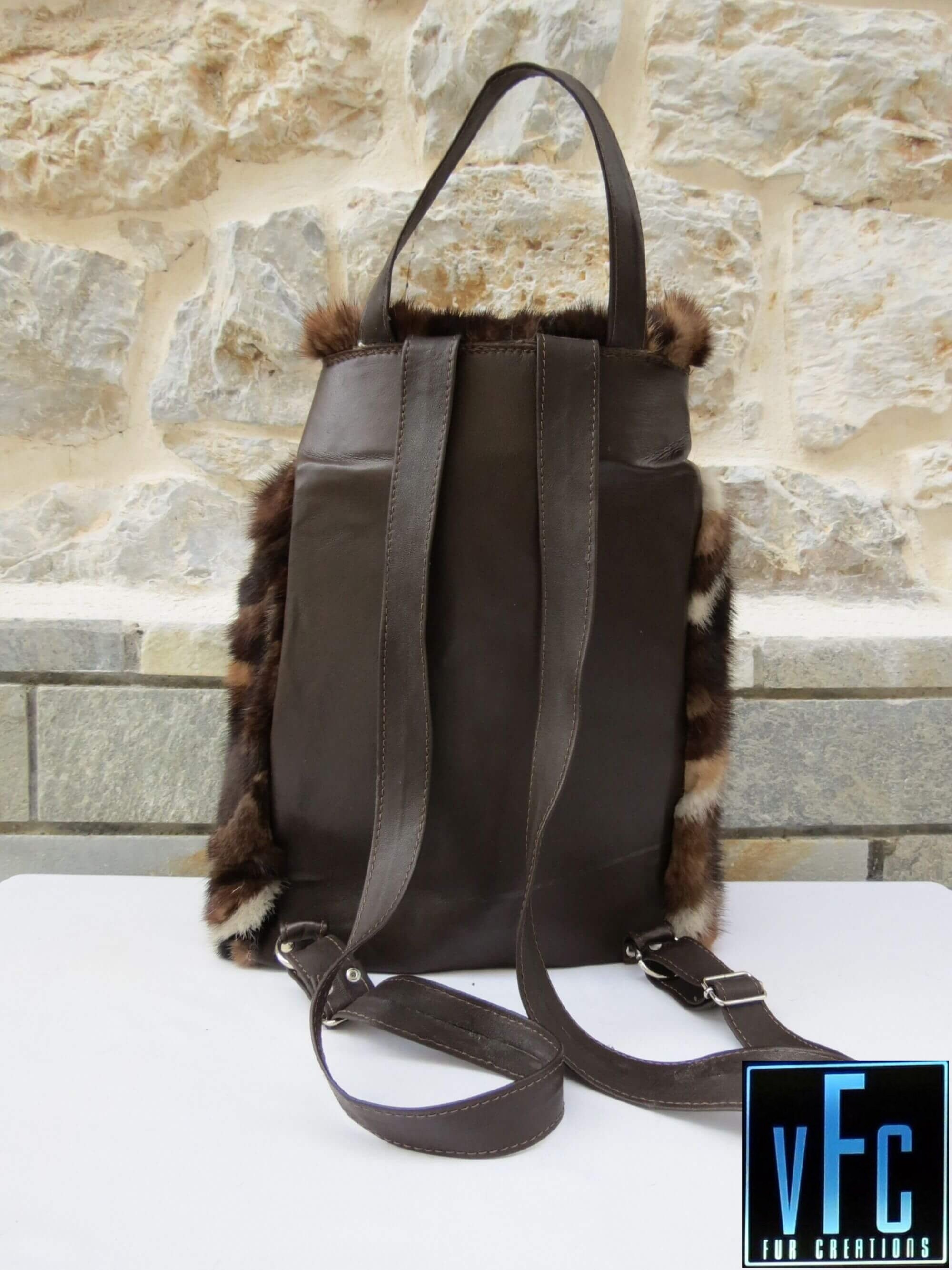 Women\'s real mink backpacks are of high quality Real Mink Backpack Black – Itsza Minky main image 2