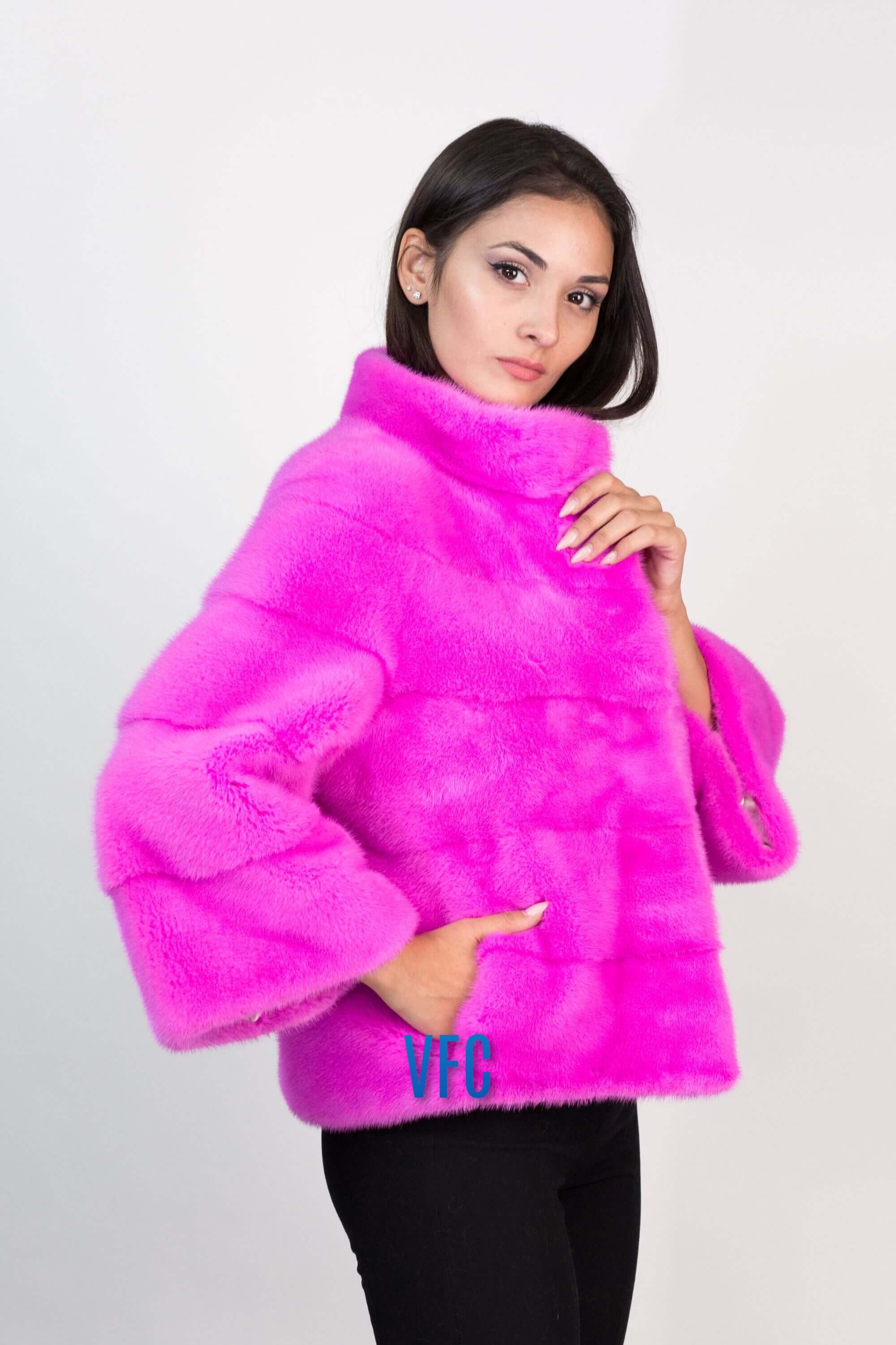 Fucsia Full Skin Mink Fur Jacket Real Mink Fur Jacket real Etsy