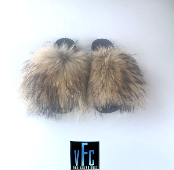 Raccoon fur slides near me sale