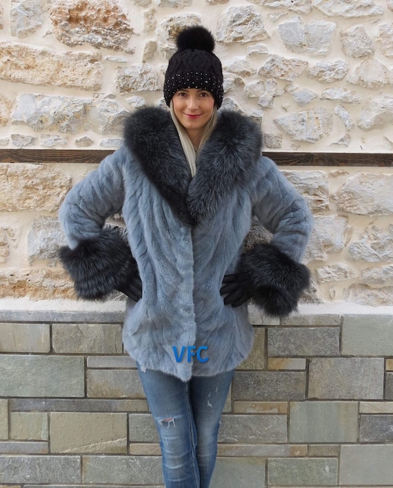 Mink coat with clearance hood