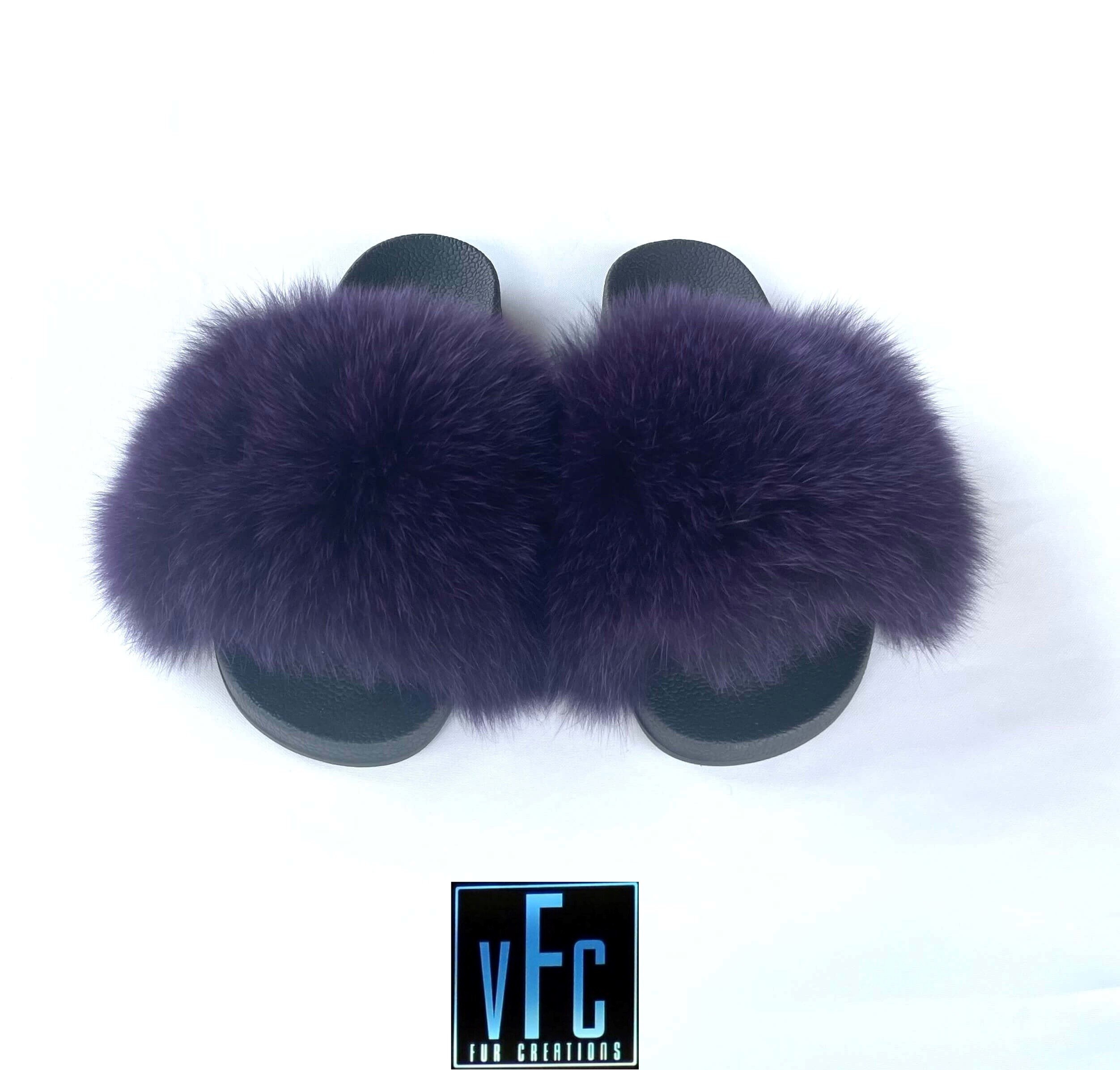Purple hotsell fur slides