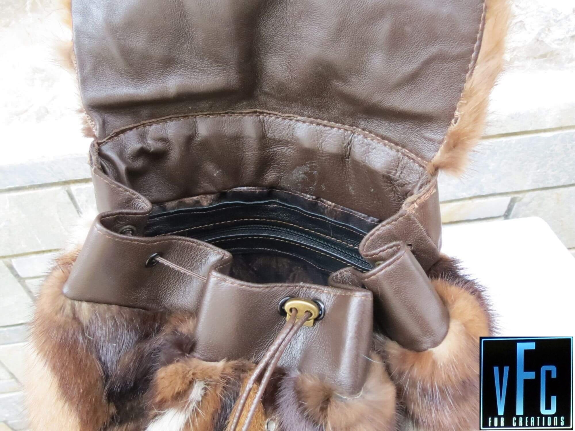 ?Sale! Real Mink Backpack EUC Real Mink Fur Backpack With Animal Print and Genuine Leather  main image 2