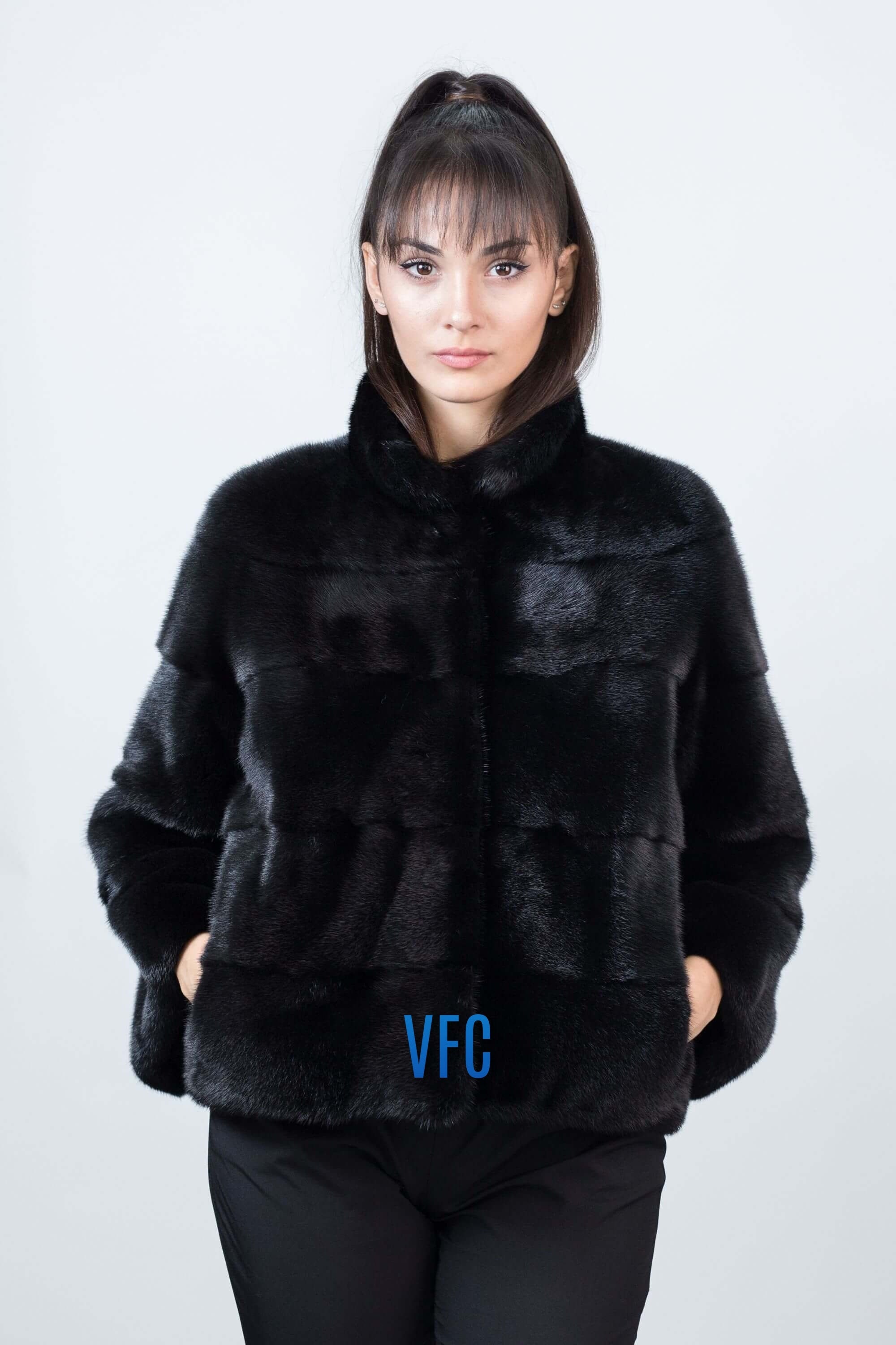 short black mink fur coat