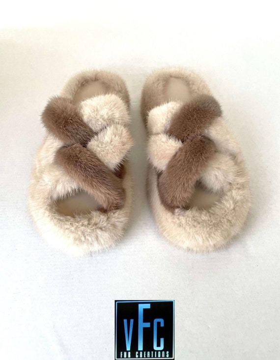 Chaussons Claquette Avec Fourrure Belle Perle Avec Claquettes En