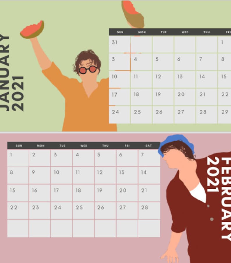 Harry Styles 2021 printable calendar | Etsy