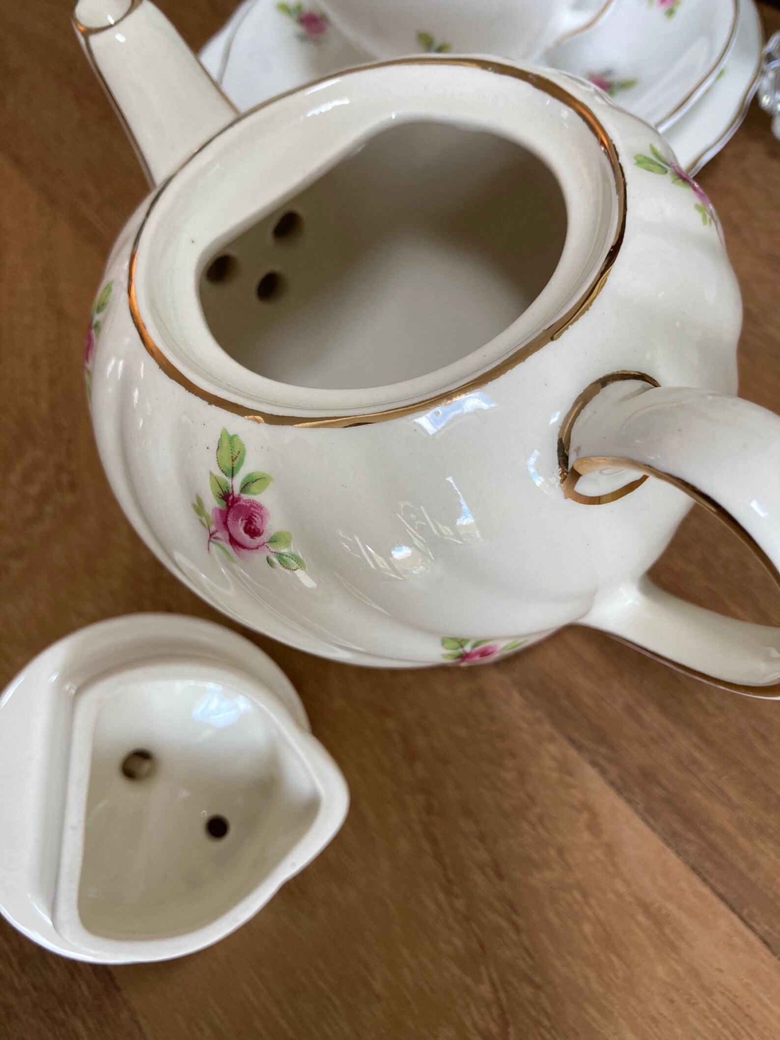 Vintage Sadler Petite Pink Rose Swirl Teapot for One / Small Etsy UK