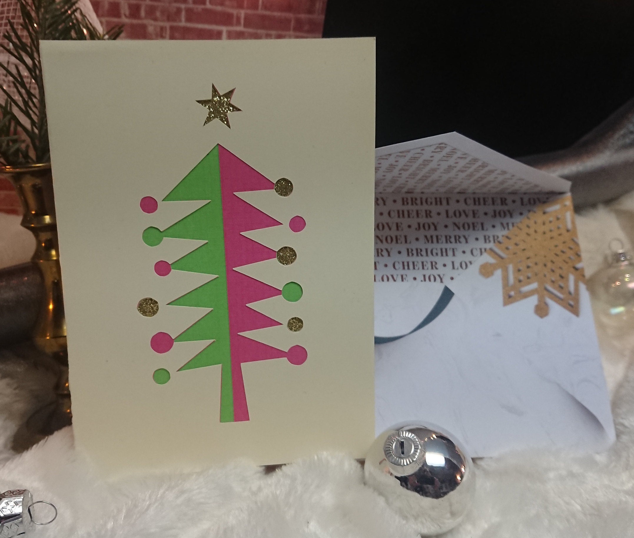 Bright Christmas Tree Card with Envelope Etsy
