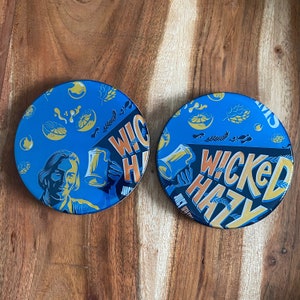 Recycled Sam Adams Wicked Hazy | Can Coaster SET (2) | Handmade Wooden Coasters