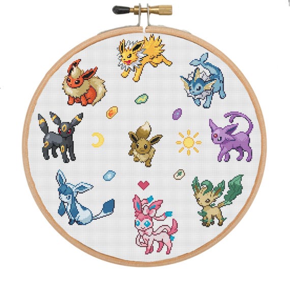Eeveelutions Cross Stitch Pattern