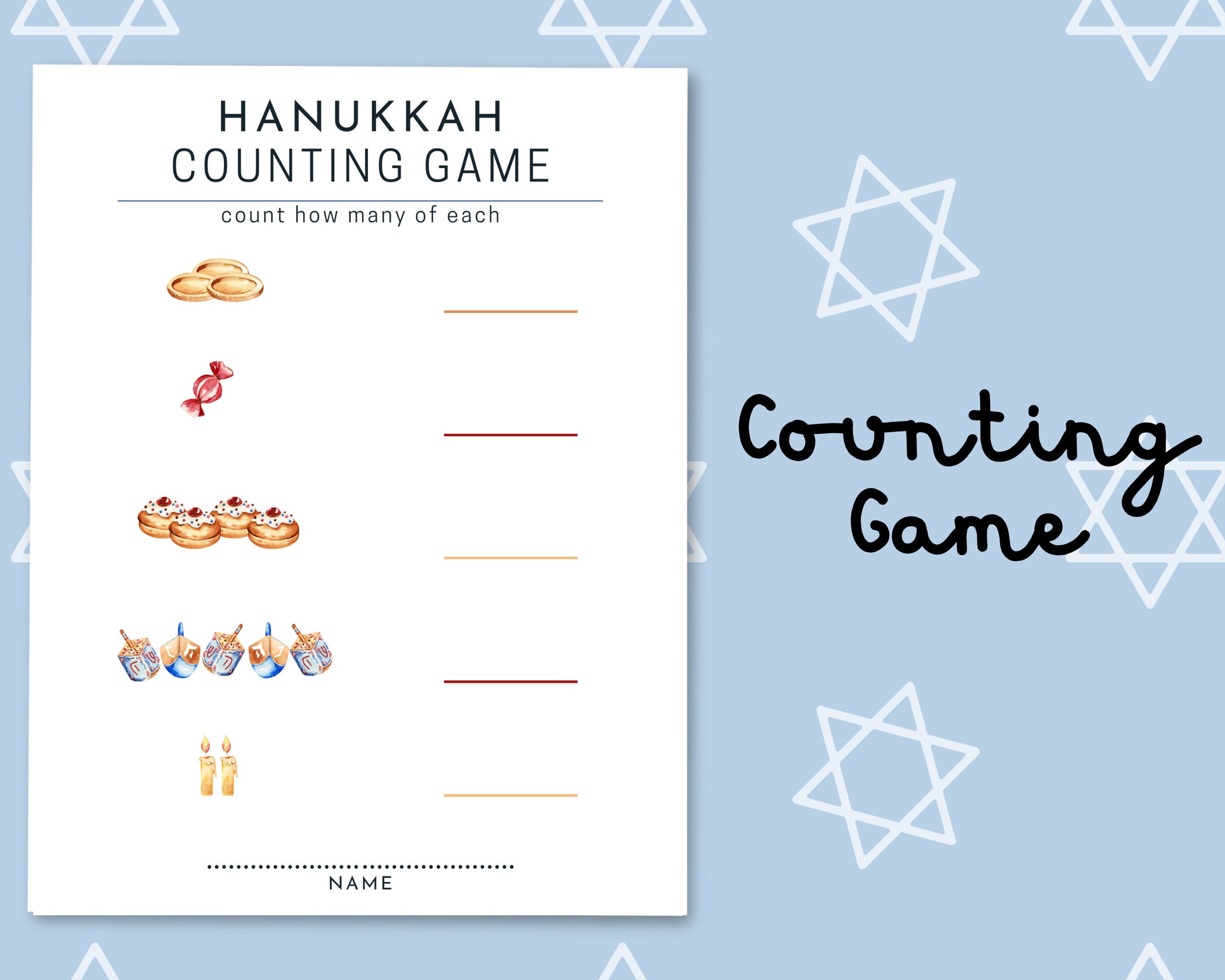 Hanukkah Printable Preschool Activity Bundle Holiday Games | Etsy