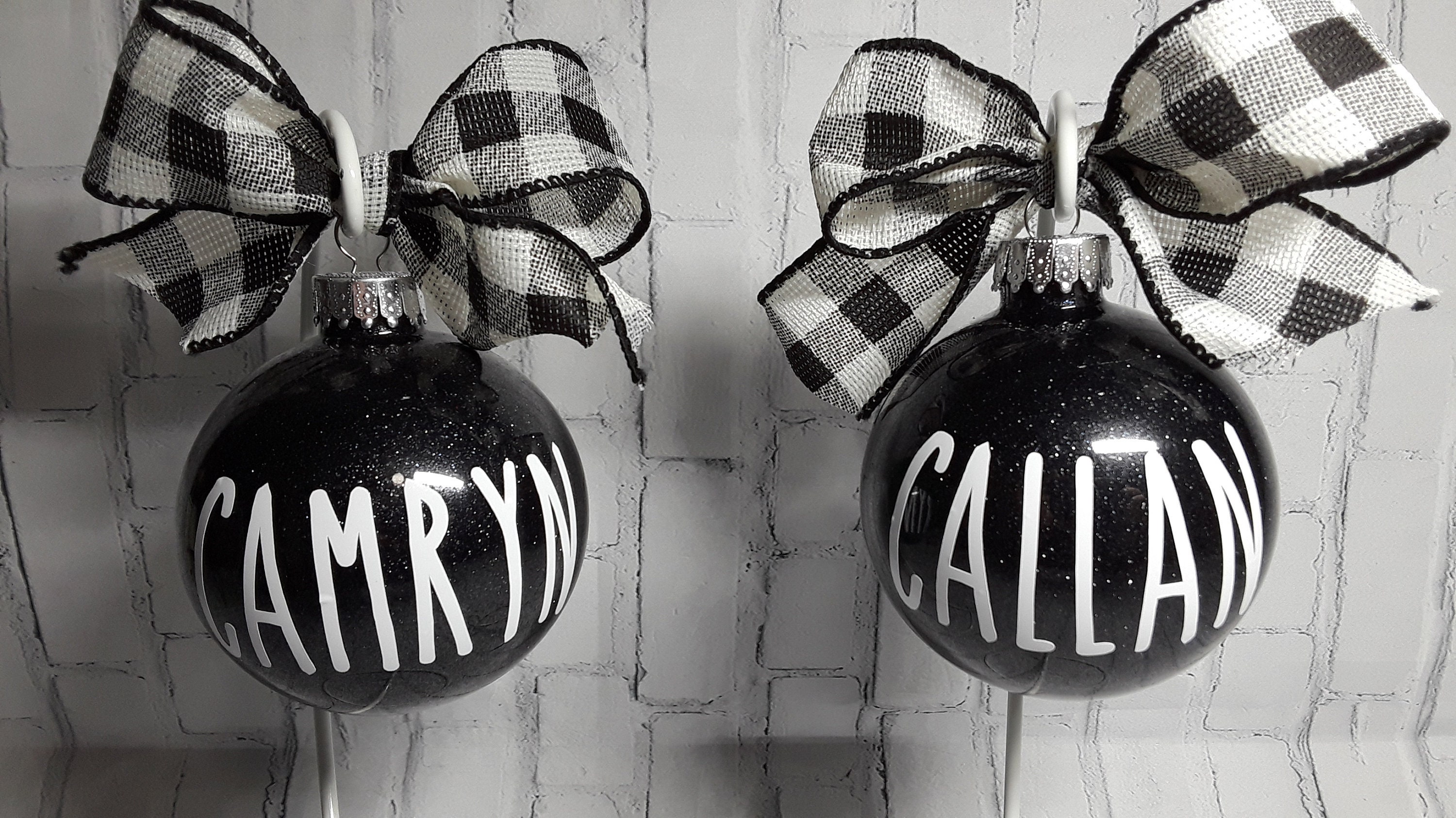 Set of 4 Personalized Glitter Ornaments Etsy UK