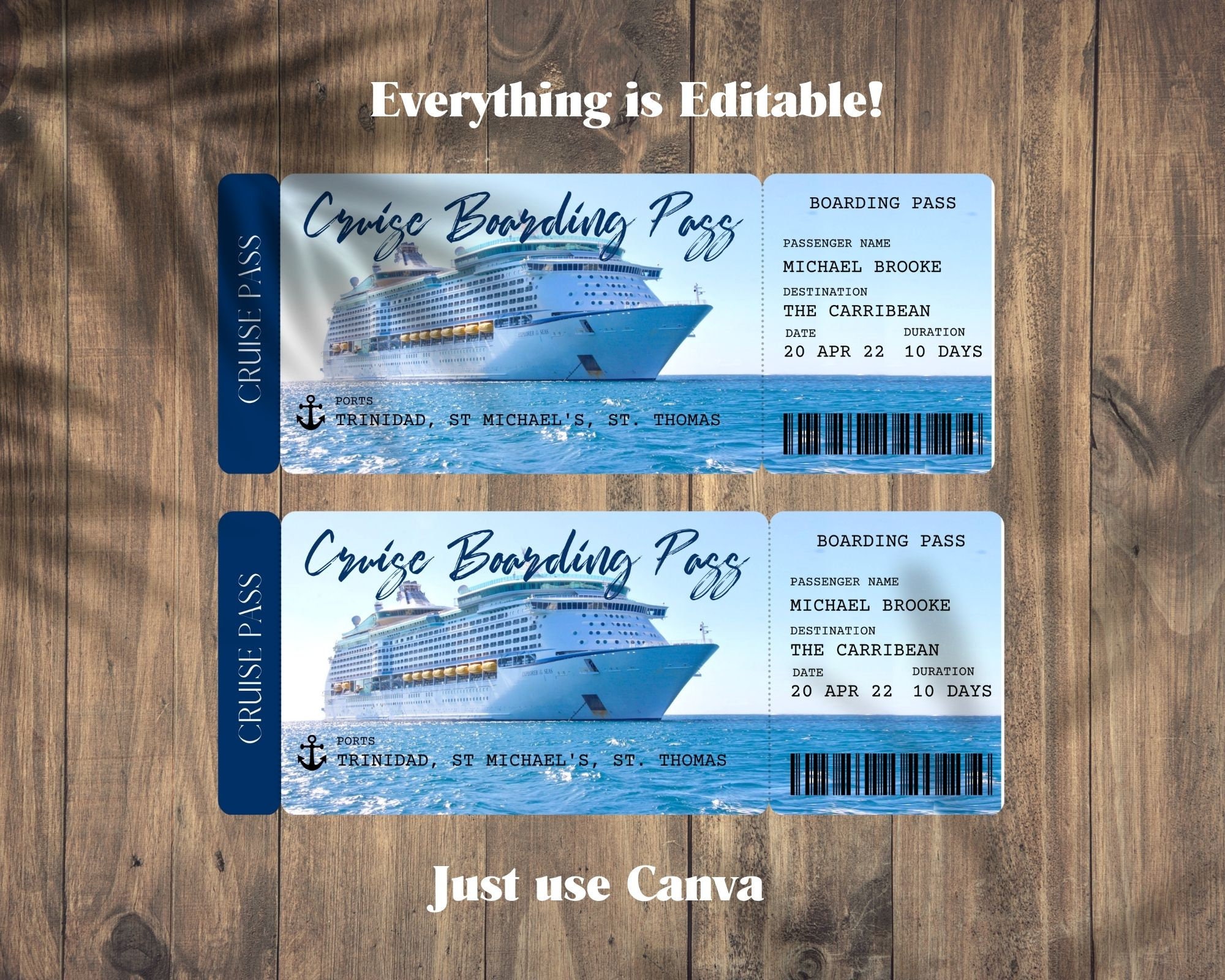 Cruise Ticket Template Editable Cruise Ticket Template Editable