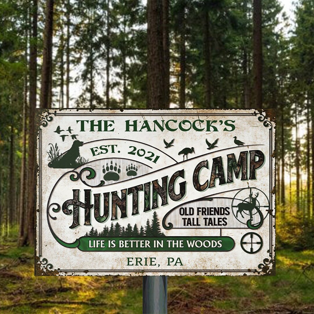 Personalized Hunting Camp Metal Sign Metal Wildlife Wall Art Etsy
