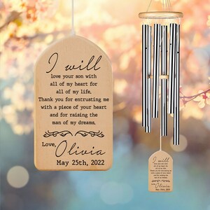 Personalized Wedding wind chime from bride, Mother-in-Law Gift for Mom from Daughter in law, Mother of the Groom, Wedding Keepsake Favour