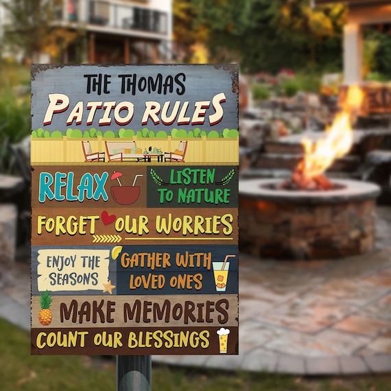 Personalized Patio Rule Metal Sign LED Lights Patio and Porch Etsy