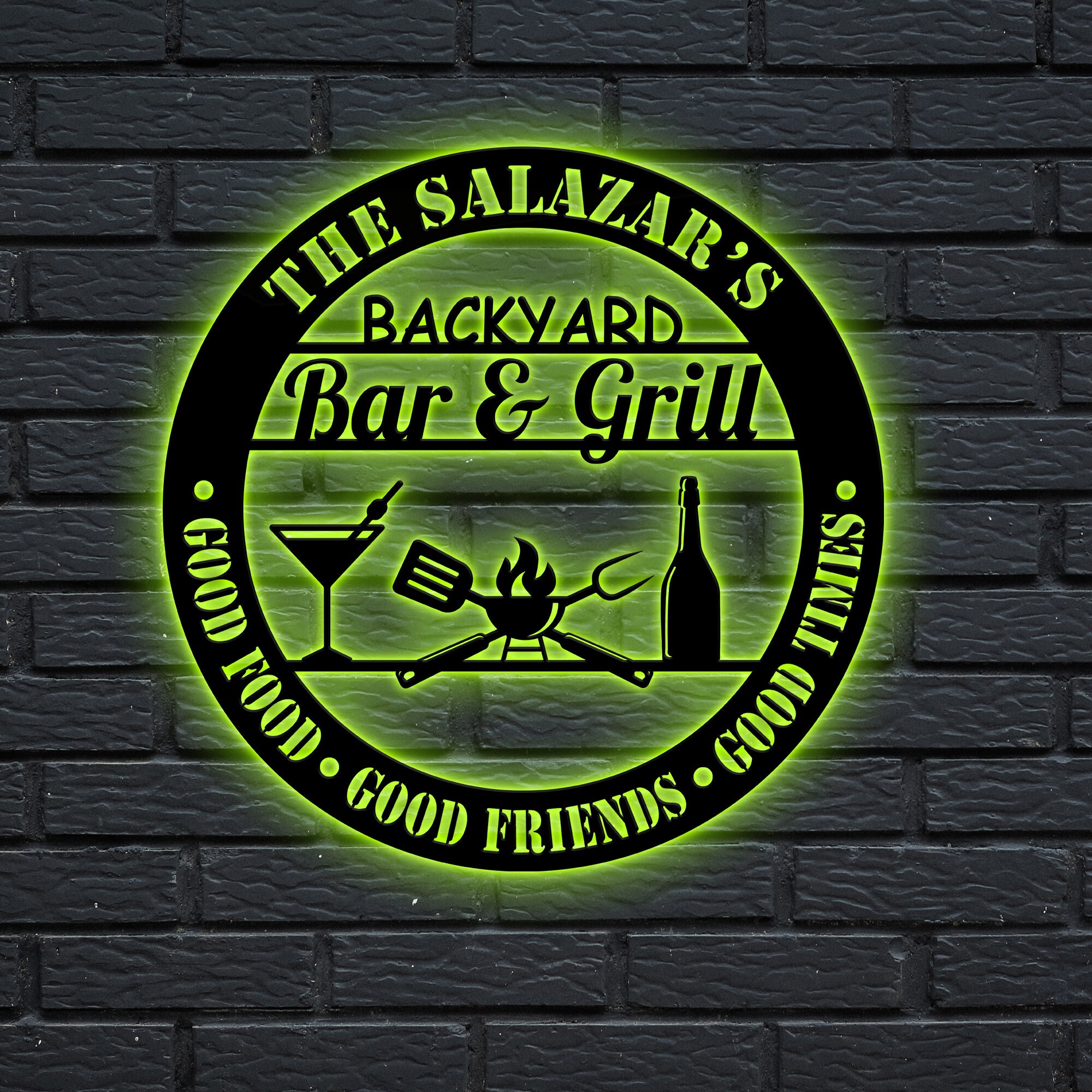 Personalized Backyard Bar & Grill Metal Wall Custom Kitchen Etsy