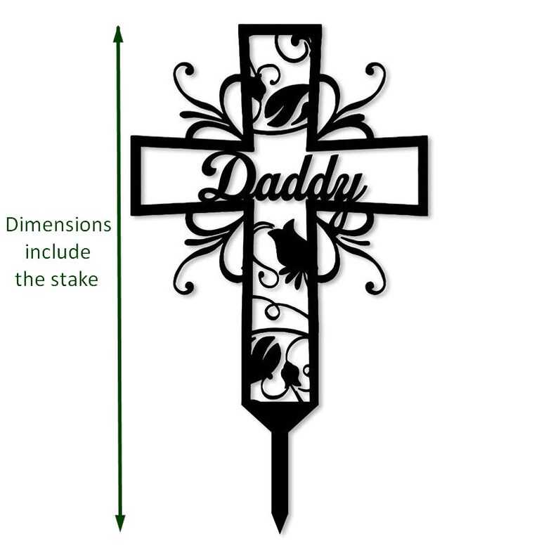 Personalized Memorial Cross Metal Stake Grave Marker Memory Etsy