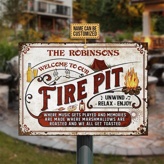 Camping Sign Personalized Paradise Sunset Metal Yard Decor Backyard Firepit Camping Sign Personalized Paradise Sunset Metal Yard Decor Backyard Firepit