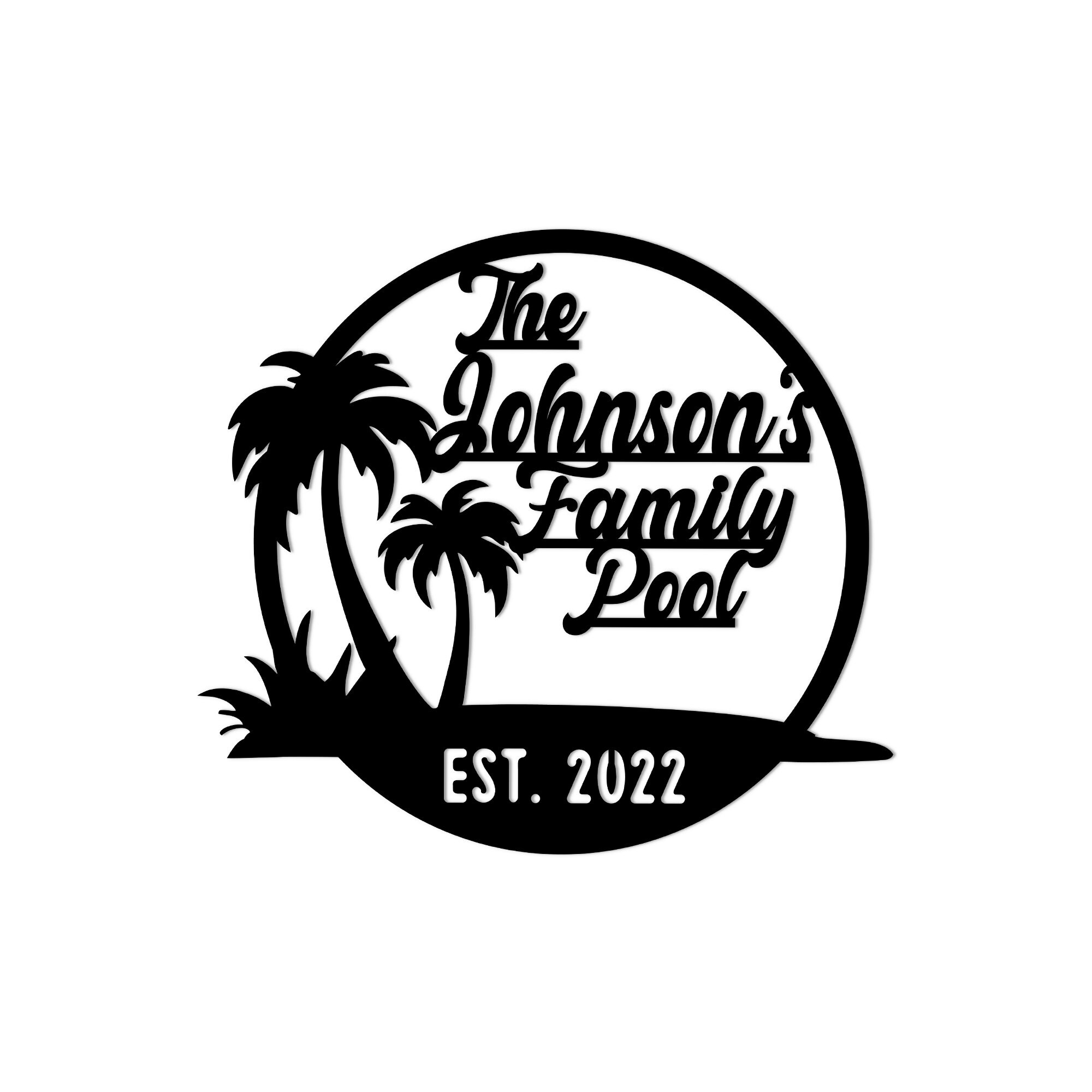 Personalized Pool Palm Tree Metal Wall Art Led Lightcustom Etsy