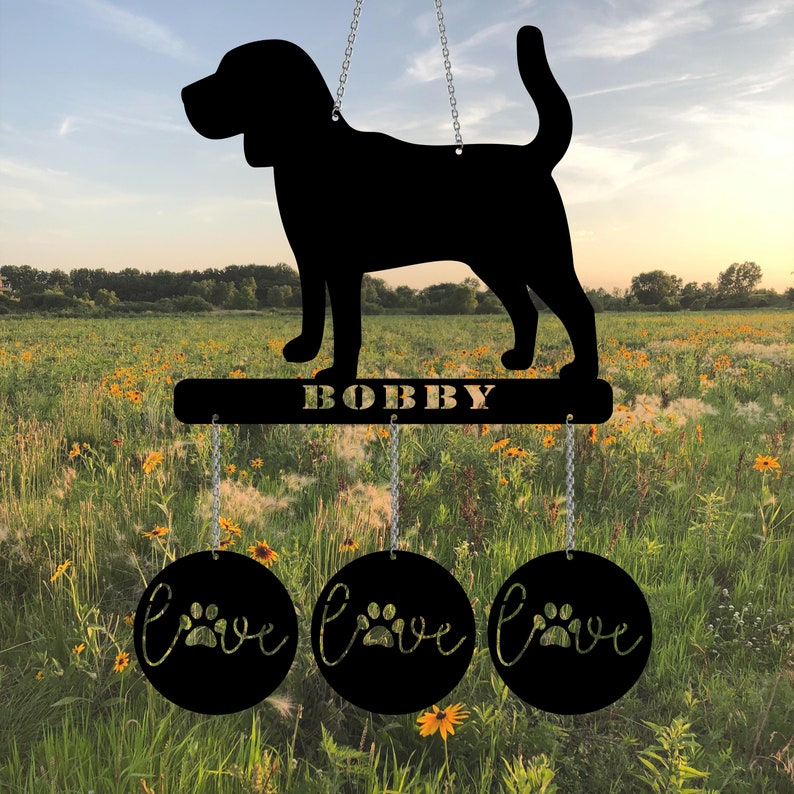 Metal Beagle Dog Wind Chime Metal Dog Garden Decor Farmhouse Etsy