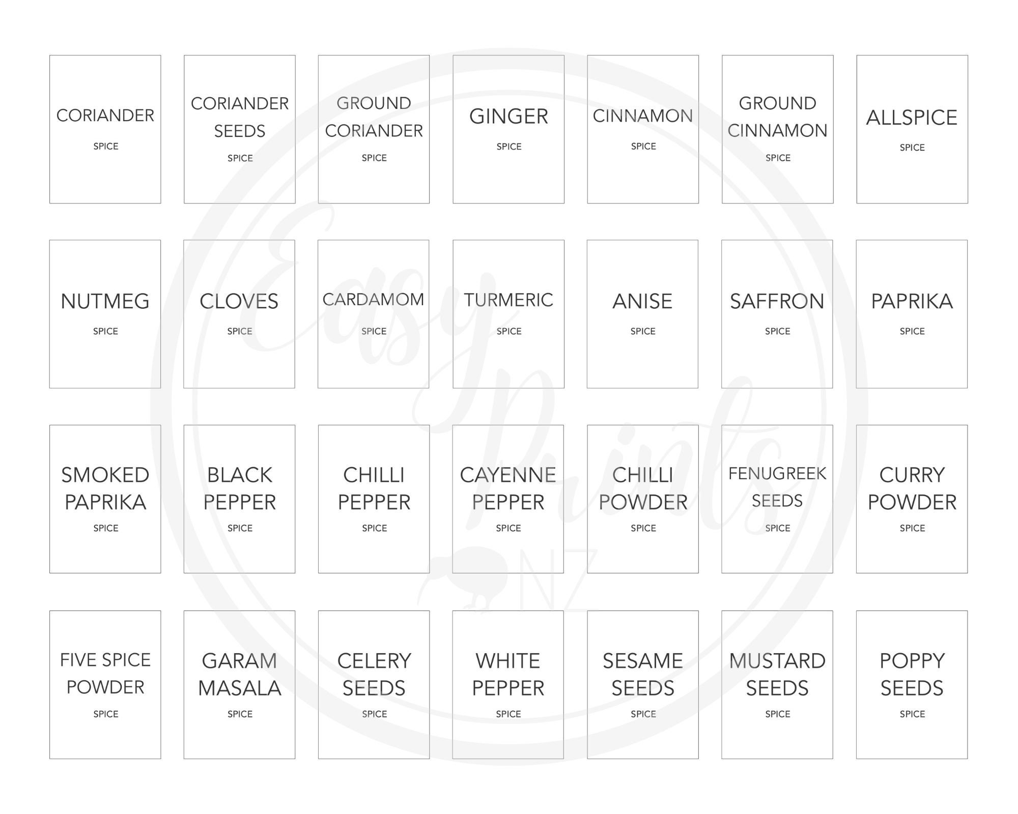 56 Herb and Spice Labels, Printable, Labels for Herb and Spice Jars