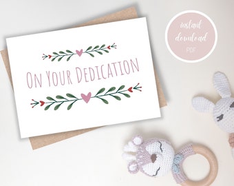 Dedication Card, Baby Dedication Card, Happy Dedication, On Your Dedication, Baptism Card, Christening Card, Printable, Instant Download