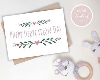 Dedication Card, Baby Dedication Card, Happy Dedication, On Your Dedication, Baptism Card, Christening Card, Printable, Instant Download